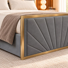 Rosalina Upholstered Soft Velvet Metal Bed Frame