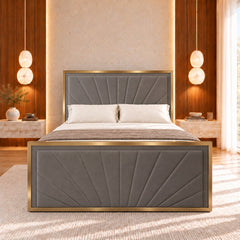 Rosalina Upholstered Soft Velvet Metal Bed Frame