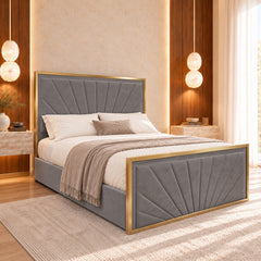 Rosalina Upholstered Soft Velvet Metal Bed Frame