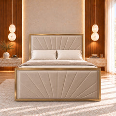 Rosalina Upholstered Soft Velvet Metal Bed Frame