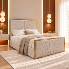 Rosalina Upholstered Soft Velvet Metal Bed Frame