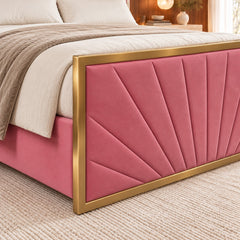 Rosalina Upholstered Soft Velvet Metal Bed Frame