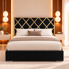 Sawyer Upholstered Soft Velvet Metal Bed Frame