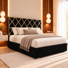 Sawyer Upholstered Soft Velvet Metal Bed Frame