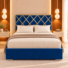 Sawyer Upholstered Soft Velvet Metal Bed Frame