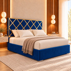 Sawyer Upholstered Soft Velvet Metal Bed Frame