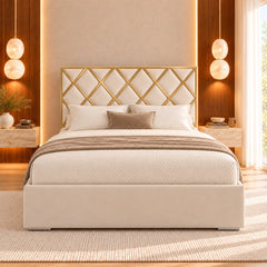 Sawyer Upholstered Soft Velvet Metal Bed Frame