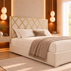 Sawyer Upholstered Soft Velvet Metal Bed Frame