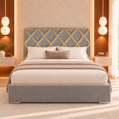 Sawyer Upholstered Soft Velvet Metal Bed Frame