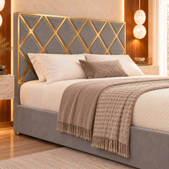 Sawyer Upholstered Soft Velvet Metal Bed Frame
