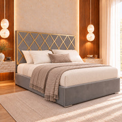 Sawyer Upholstered Soft Velvet Metal Bed Frame