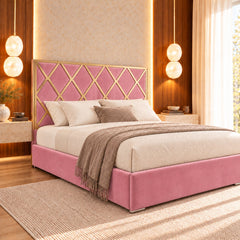 Sawyer Upholstered Soft Velvet Metal Bed Frame