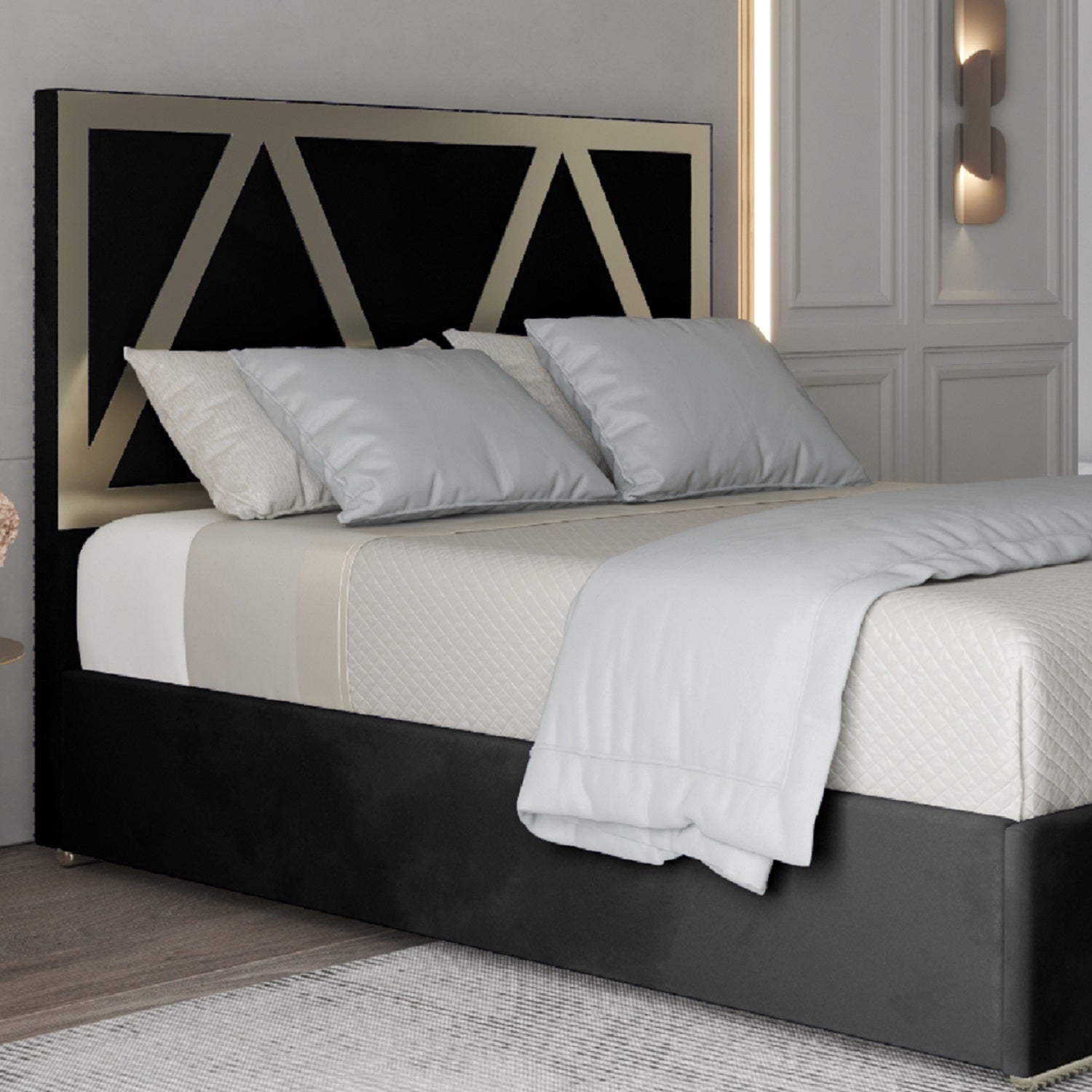 Alison Upholstered Soft Velvet Metal Bed Frame