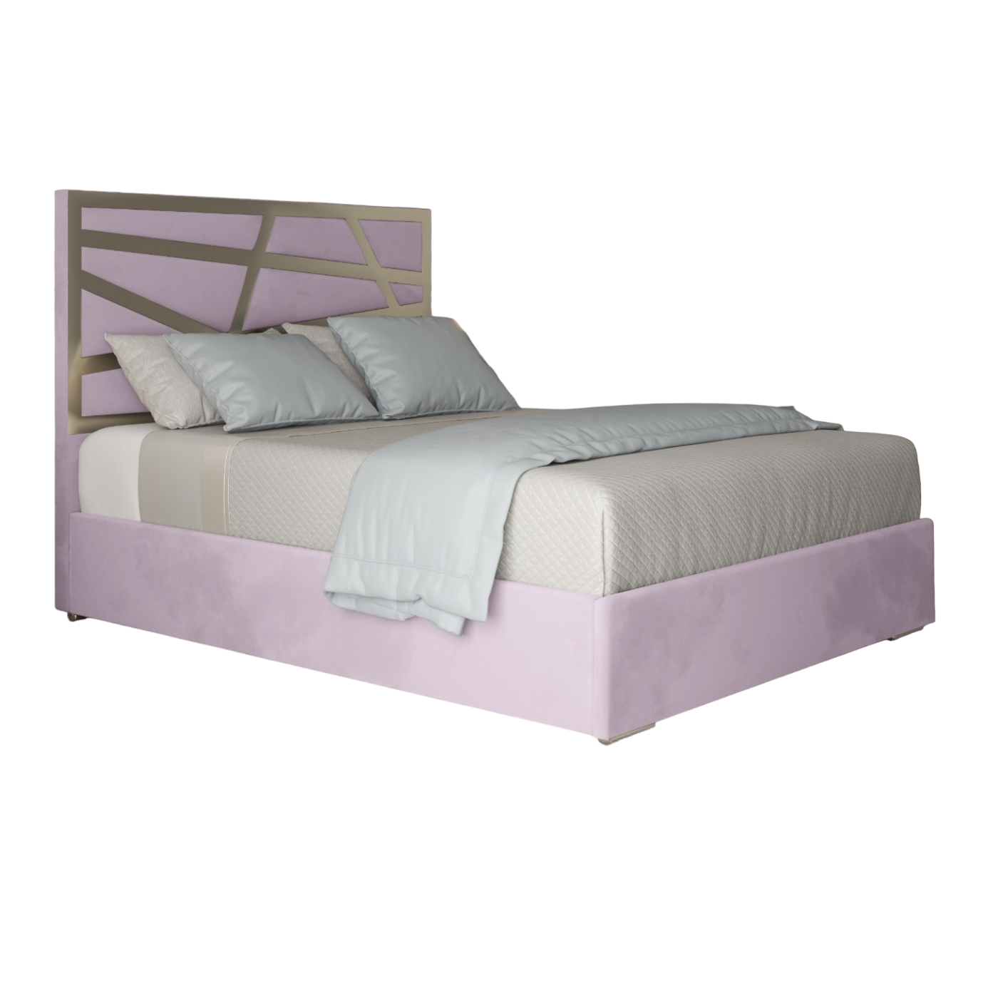 Arabella Upholstered Soft Velvet Metal Bed Frame