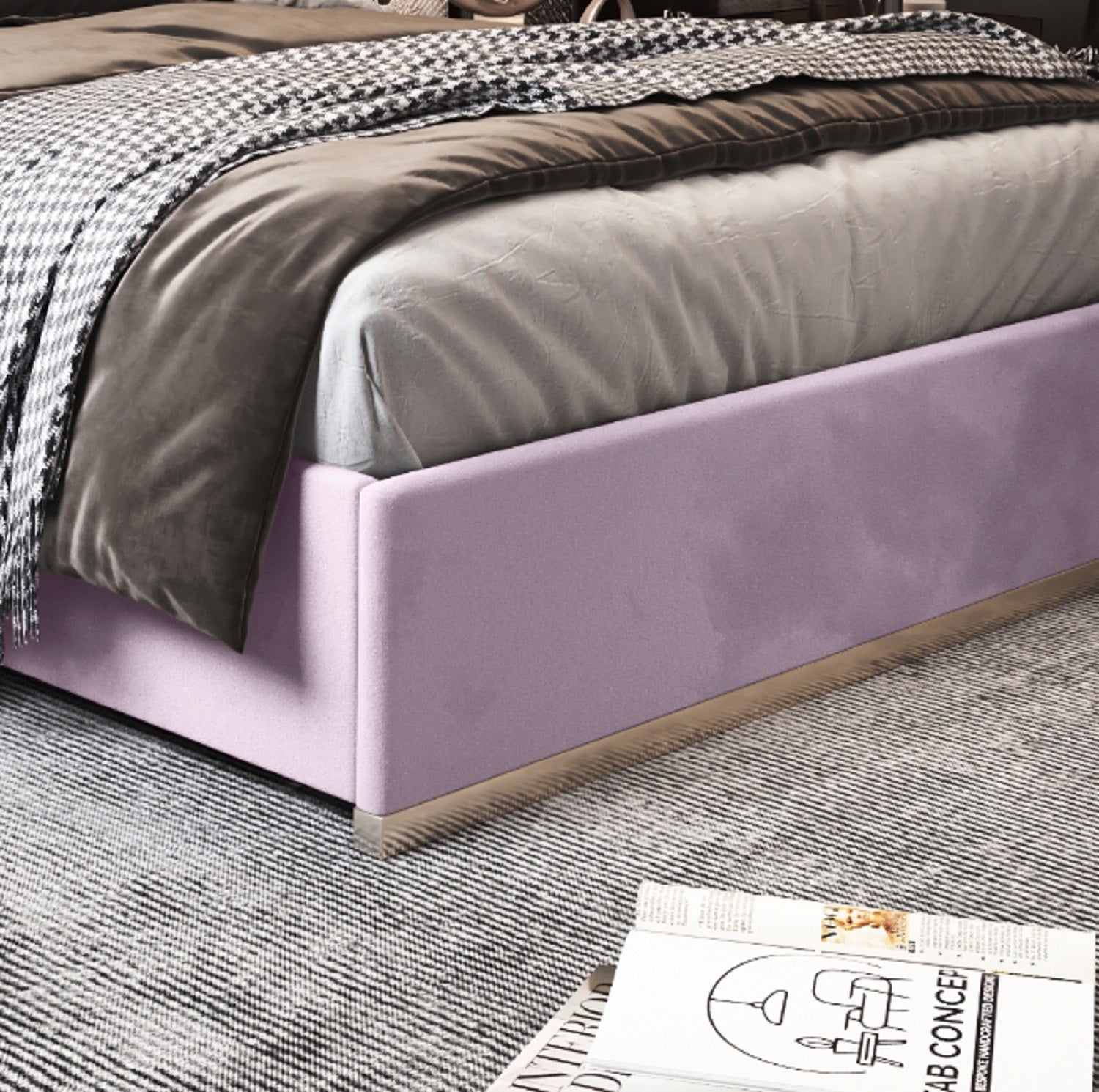 Bentley Upholstered Soft Velvet Metal Bed Frame