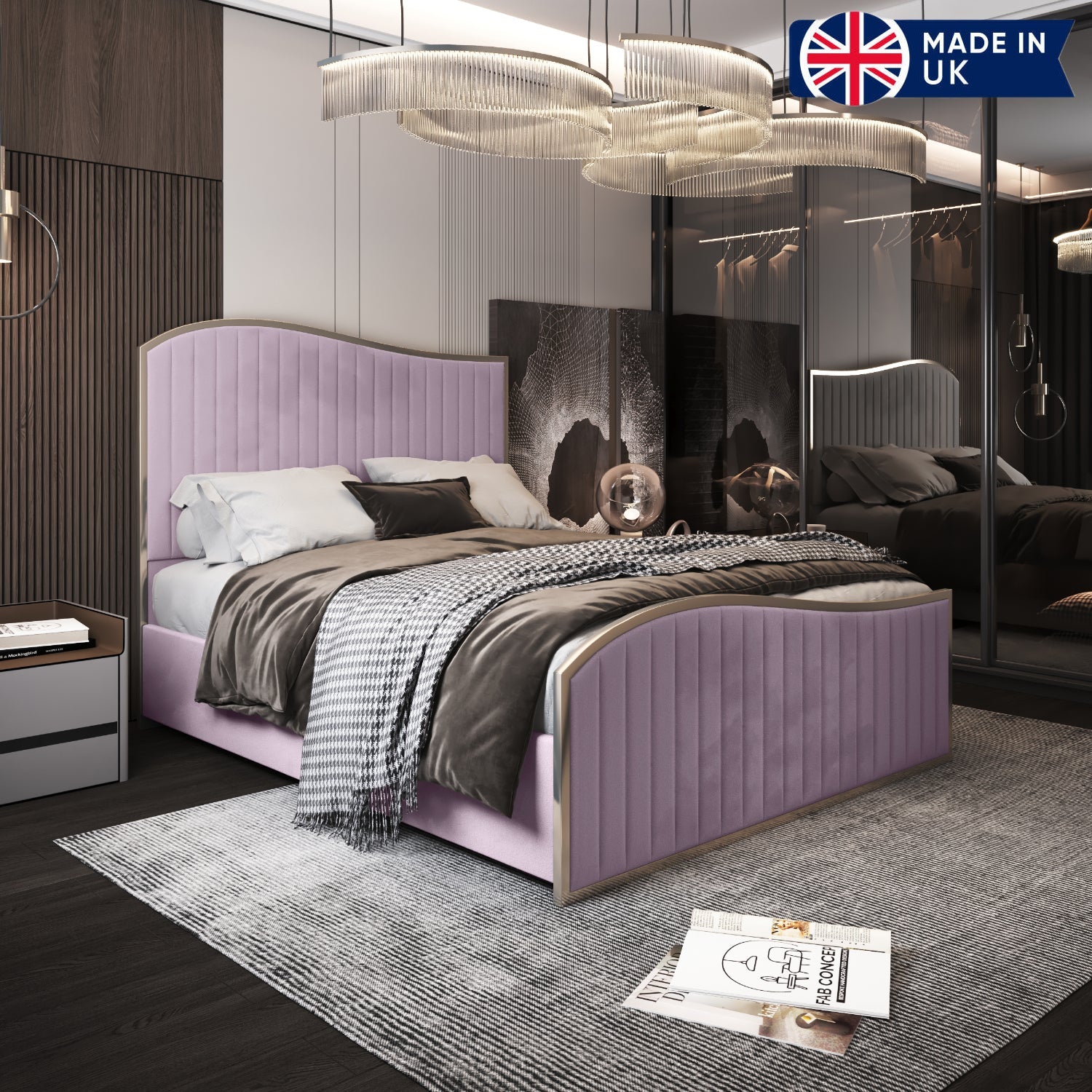 Brixton Upholstered Soft Velvet Metal Bed Frame