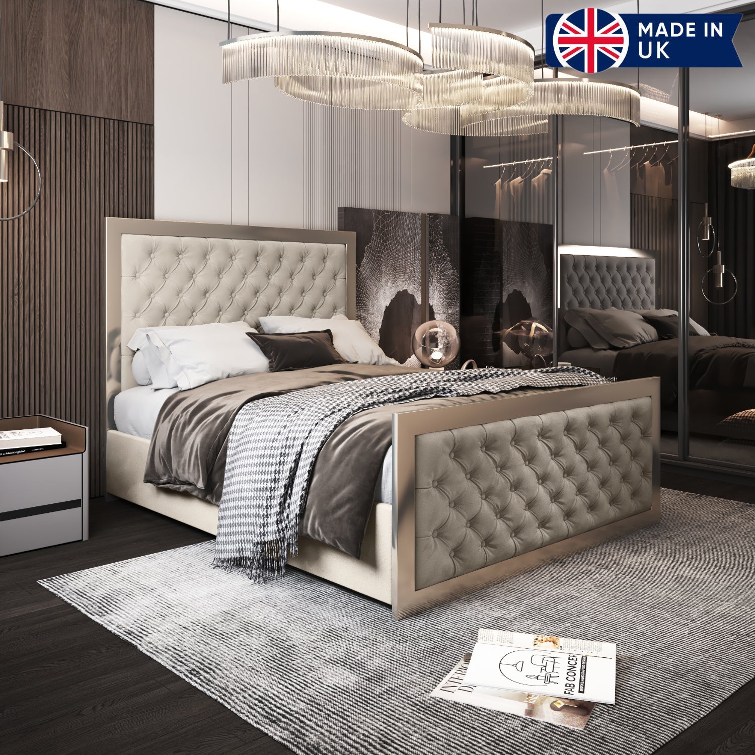 Maddison Upholstered Soft Velvet Metal Bed Frame