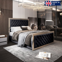 Maddison Upholstered Soft Velvet Metal Bed Frame