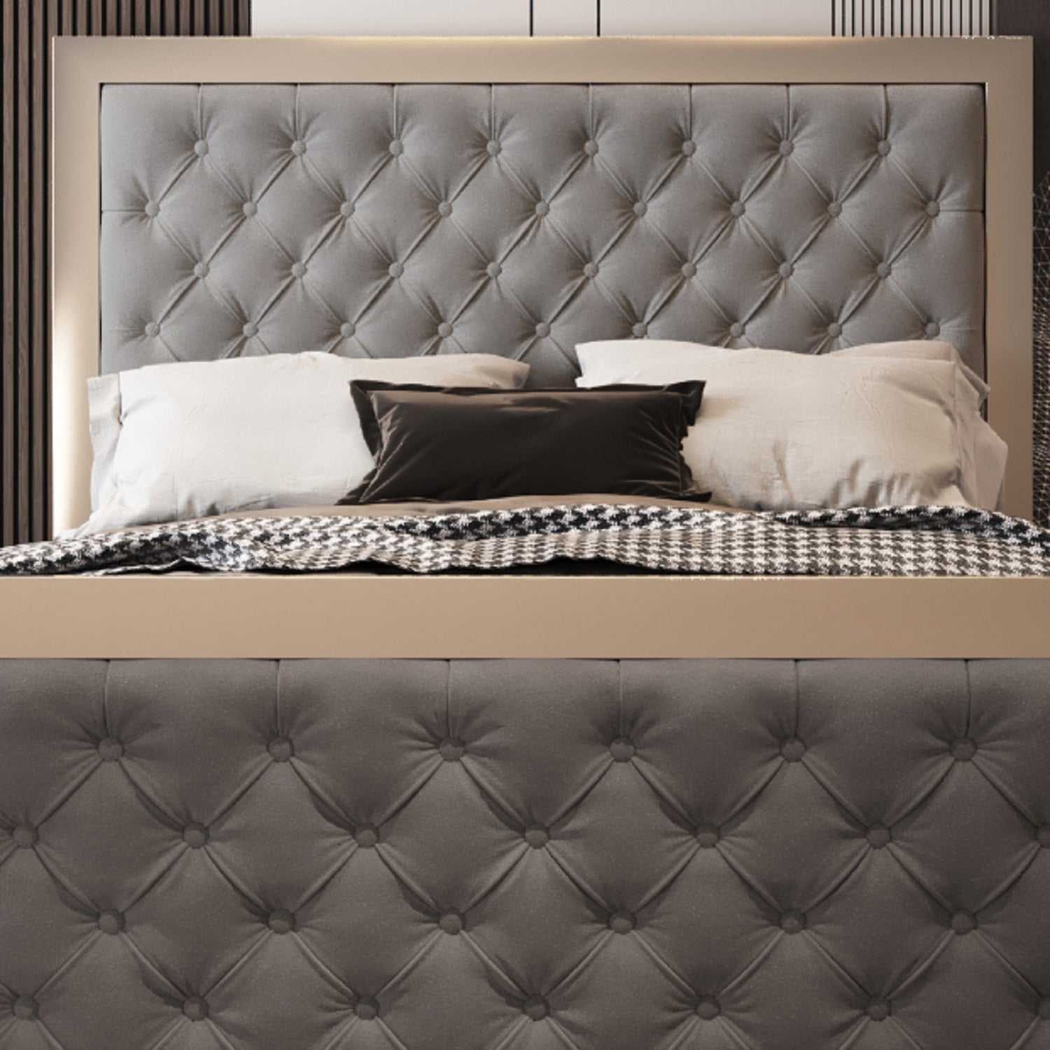 Maddison Upholstered Soft Velvet Metal Bed Frame