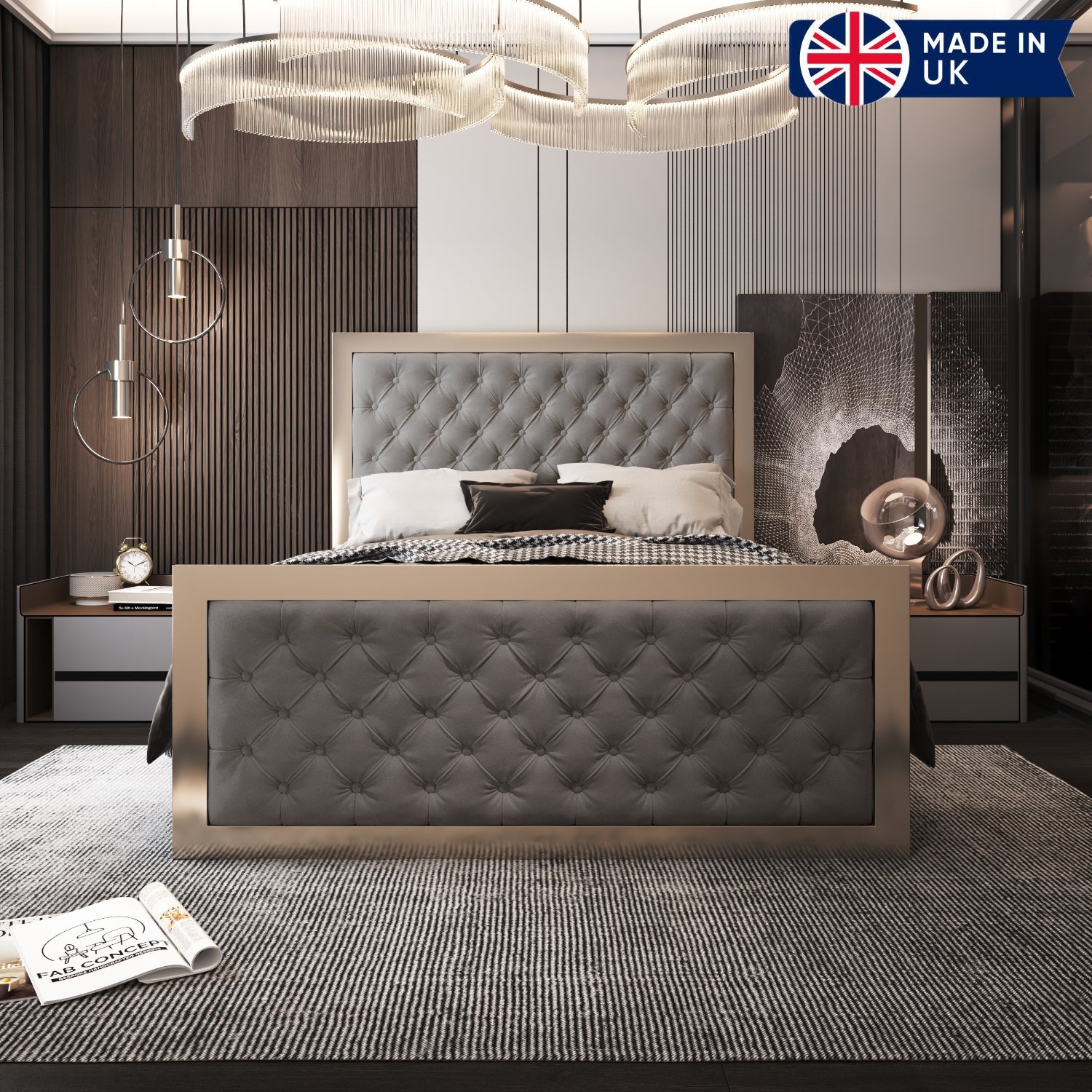 Maddison Upholstered Soft Velvet Metal Bed Frame