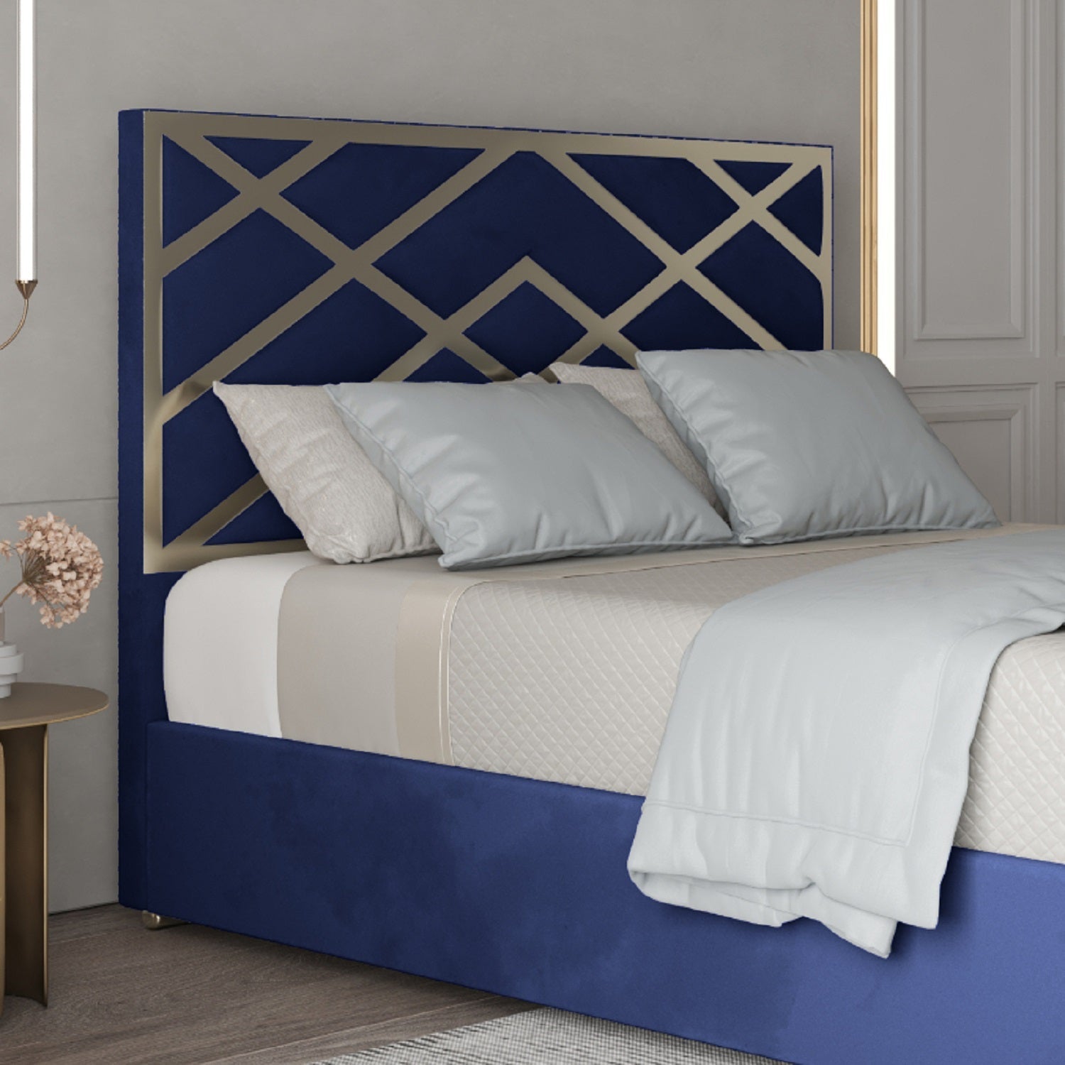 Mayfair Upholstered Soft Velvet Metal Bed Frame