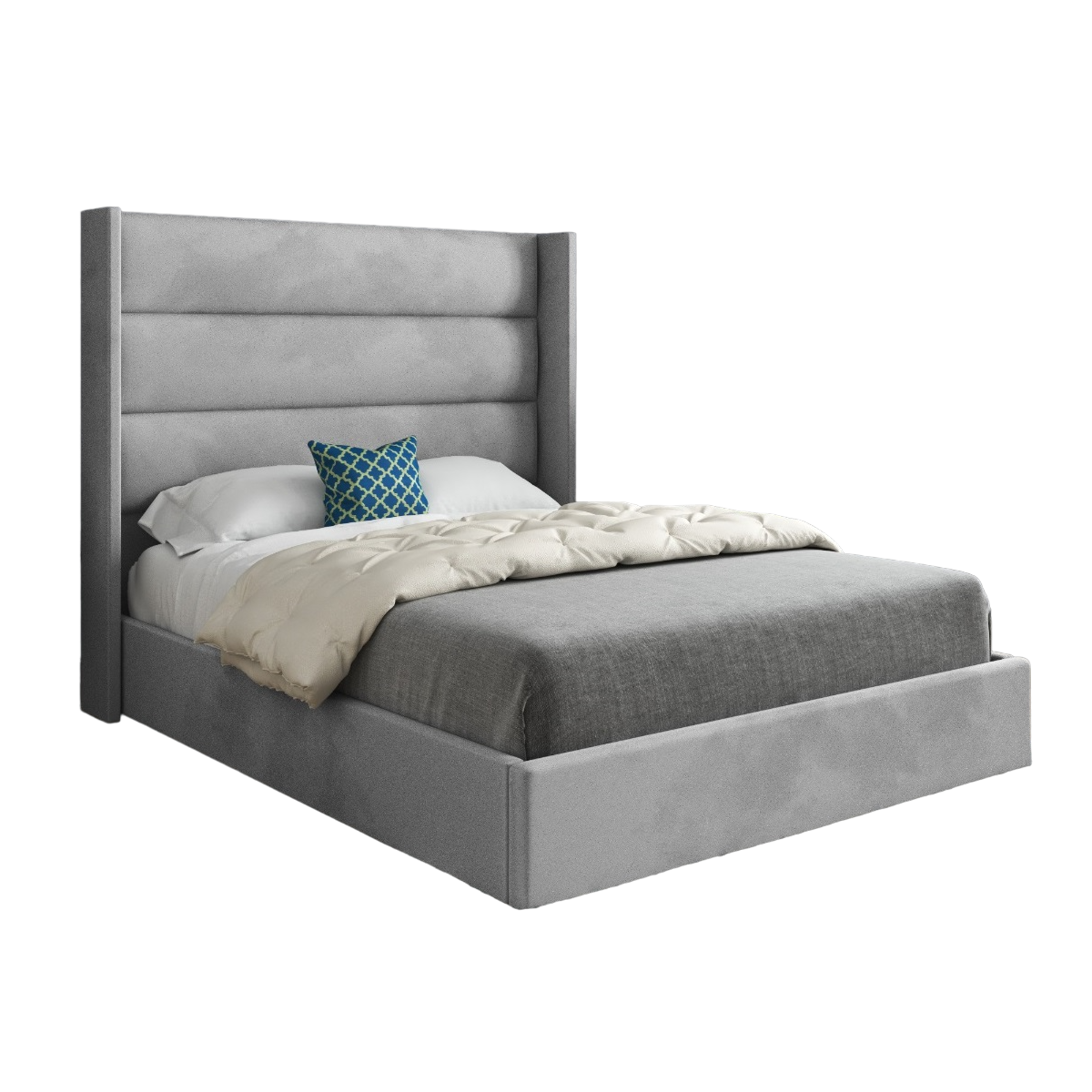 Nuno Straight Winged Upholstered Soft Velvet Bed Frame