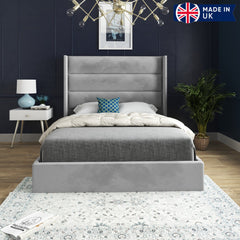 Nuno Straight Winged Upholstered Soft Velvet Bed Frame