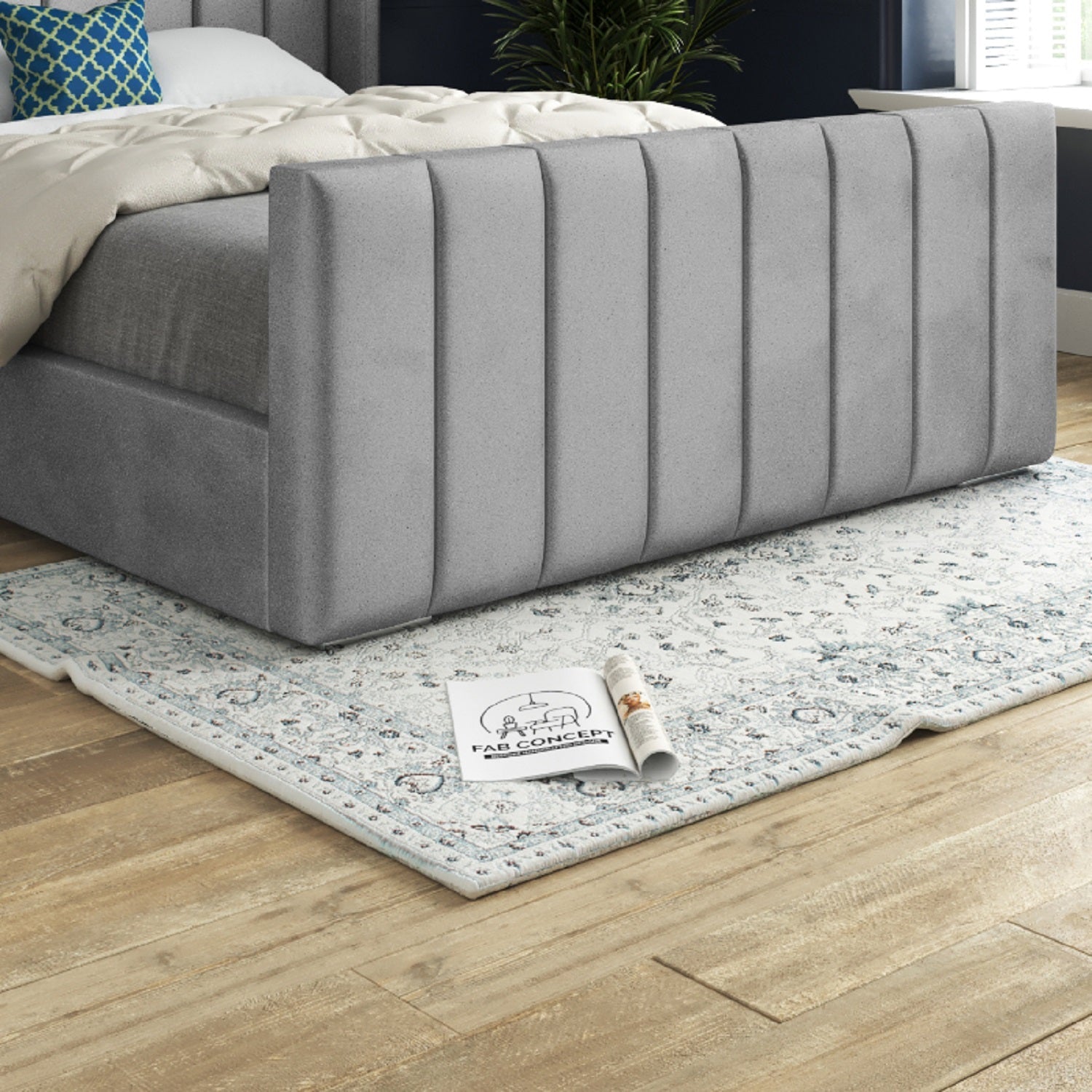 Romano Straight Winged Upholstered Soft Velvet Bed Frame