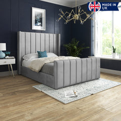 Romano Straight Winged Upholstered Soft Velvet Bed Frame