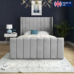 Romano Straight Winged Upholstered Soft Velvet Bed Frame