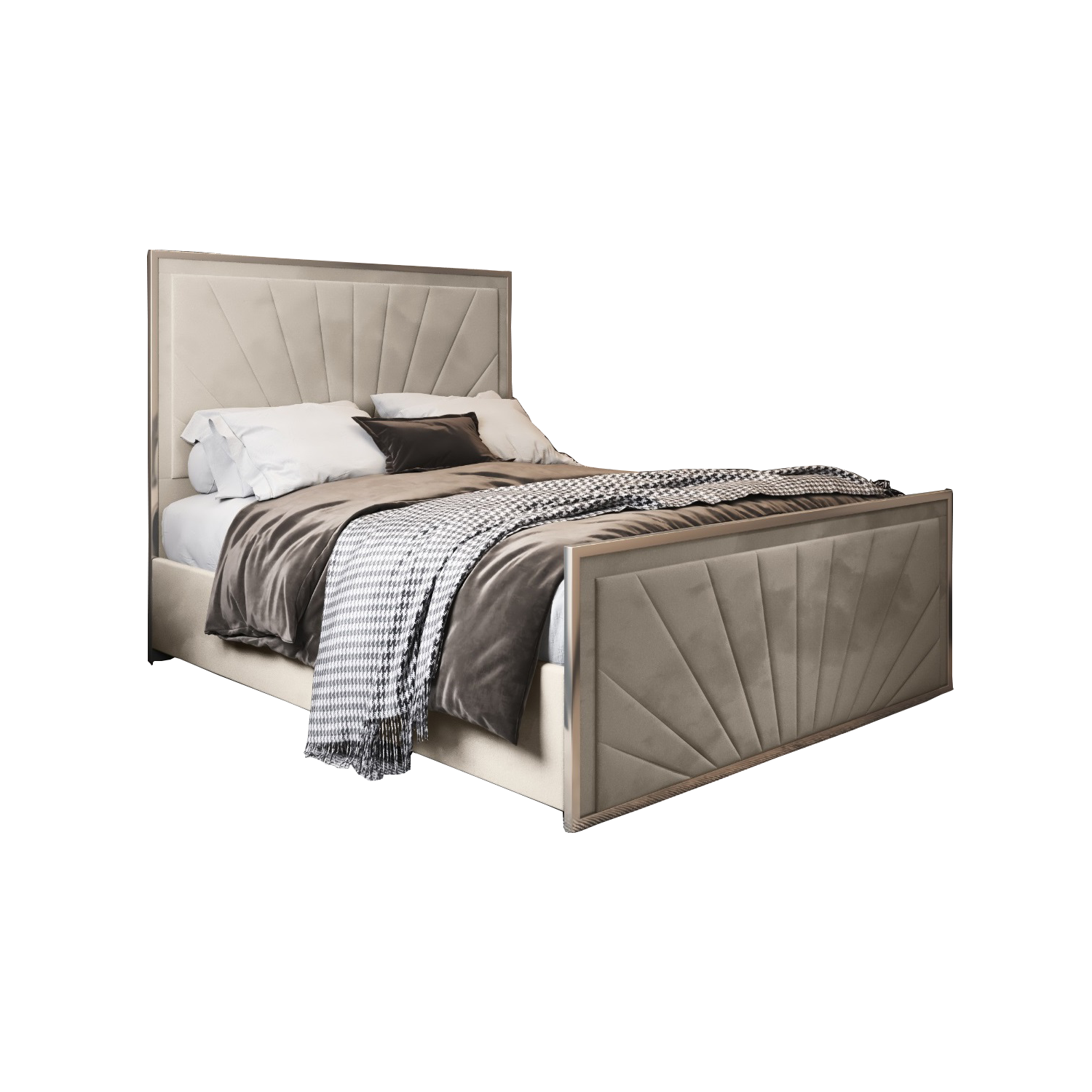 Roxy Upholstered Soft Velvet Metal Bed Frame