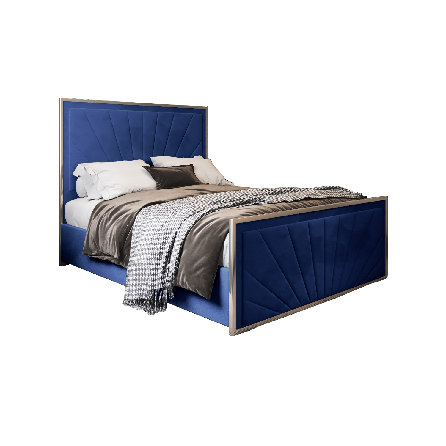 Roxy Upholstered Soft Velvet Metal Bed Frame