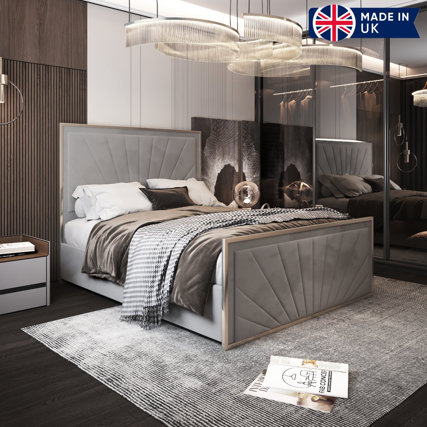 Roxy Upholstered Soft Velvet Metal Bed Frame