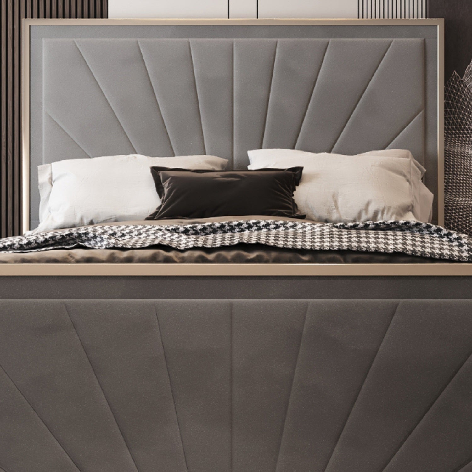 Roxy Upholstered Soft Velvet Metal Bed Frame