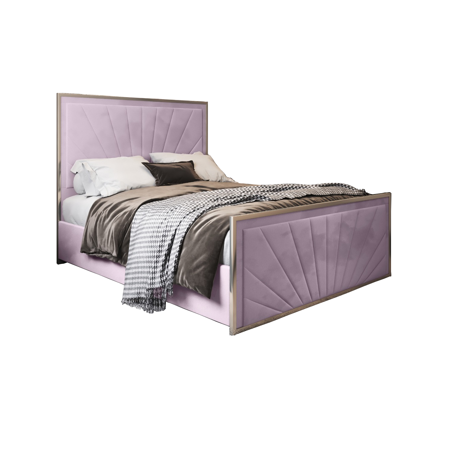 Roxy Upholstered Soft Velvet Metal Bed Frame