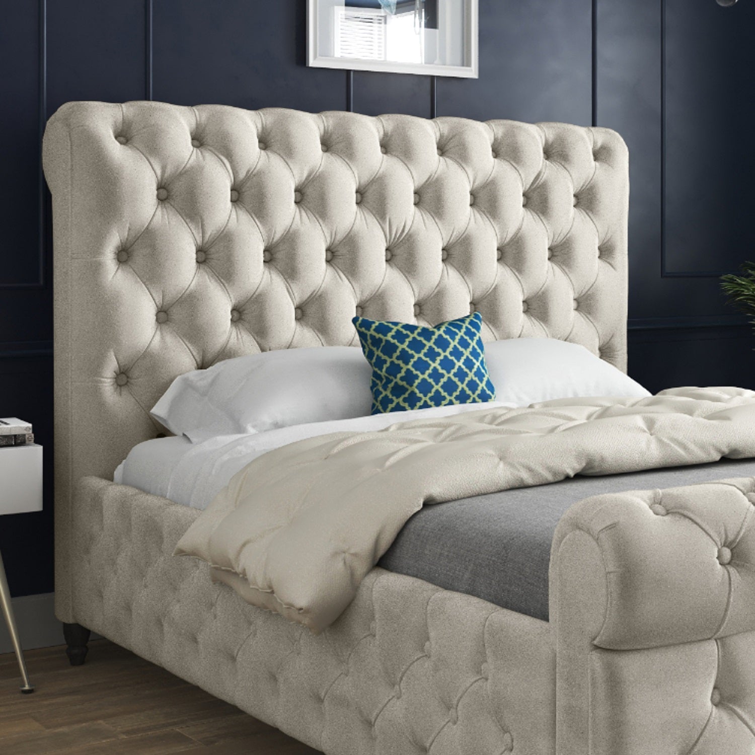 Savana Sleigh Upholstered Soft Velvet Bed Frame