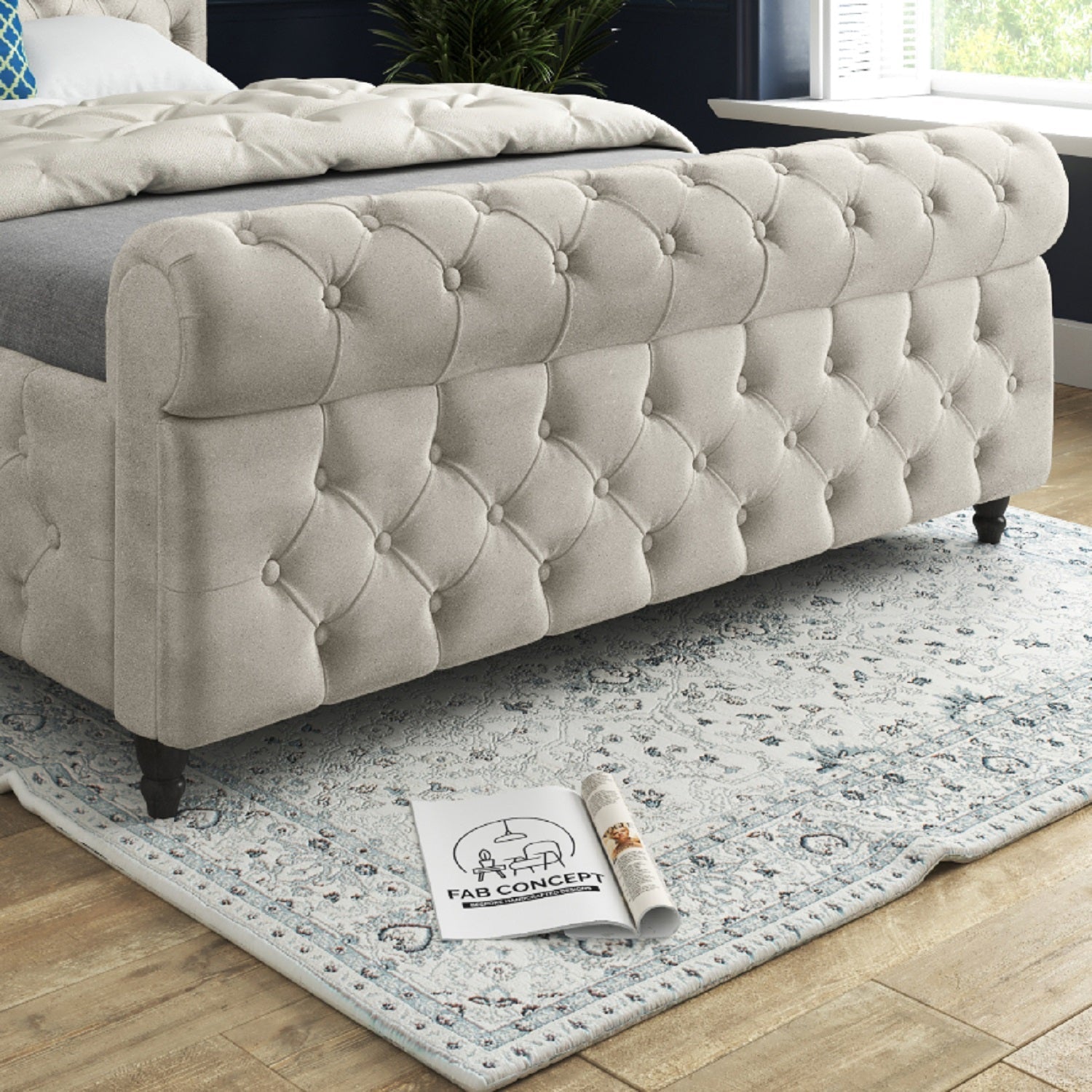 Savana Sleigh Upholstered Soft Velvet Bed Frame