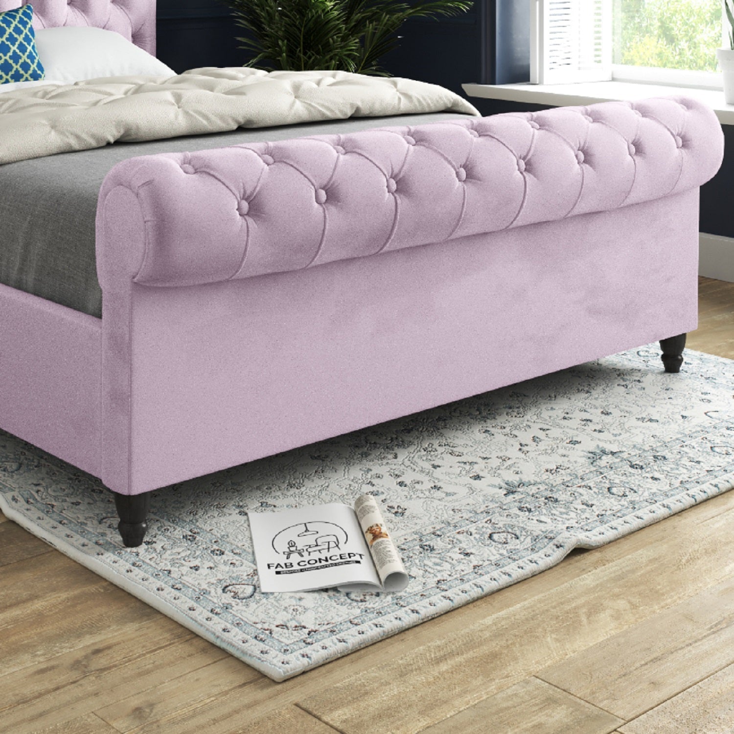 Sienna Sleigh Upholstered Soft Velvet Bed Frame