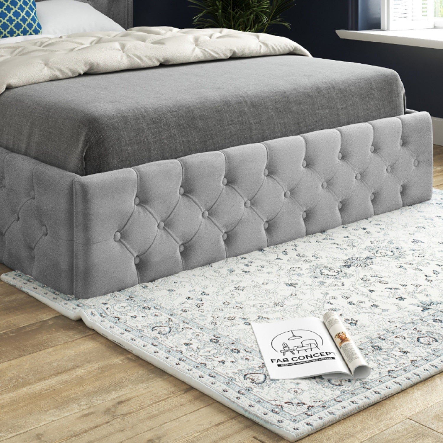 Turin Straight Winged Upholstered Soft Velvet Bed Frame