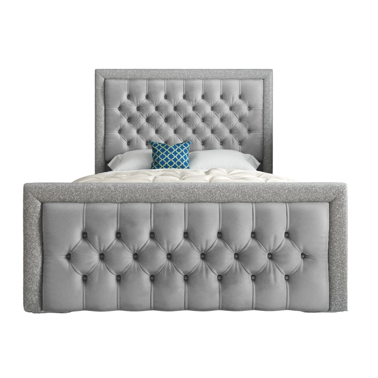 Venice Glitter Border Upholstered Soft Velvet Bed Frame