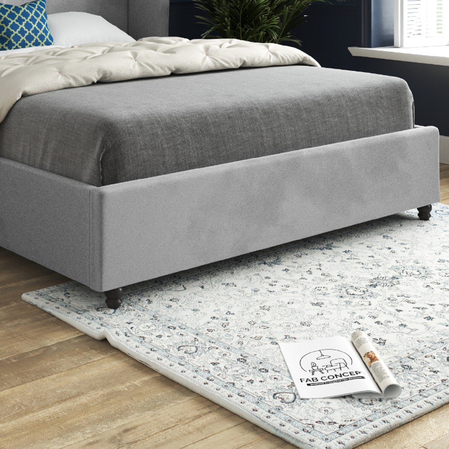 Zampa Curved Top Curved Winged Upholstered Soft Velvet Bed Frame