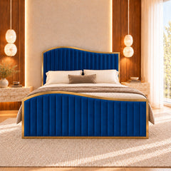 Bhaven Upholstered Soft Velvet Metal Bed Frame