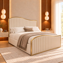 Bhaven Upholstered Soft Velvet Metal Bed Frame