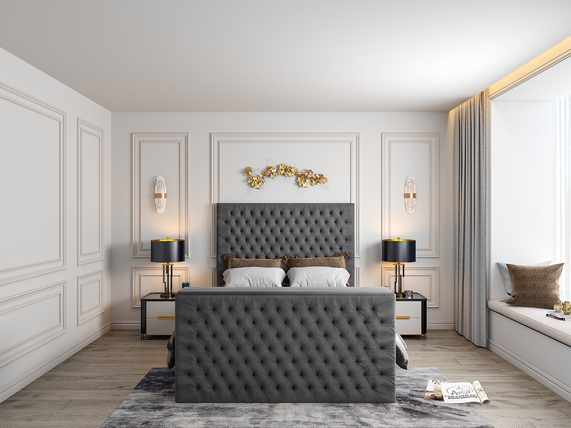 Claridges Upholstered Soft Velvet Tv Bed Frame