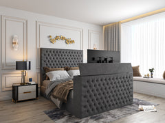 Claridges Upholstered Soft Velvet Tv Bed Frame