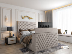 Claridges Upholstered Soft Velvet Tv Bed Frame