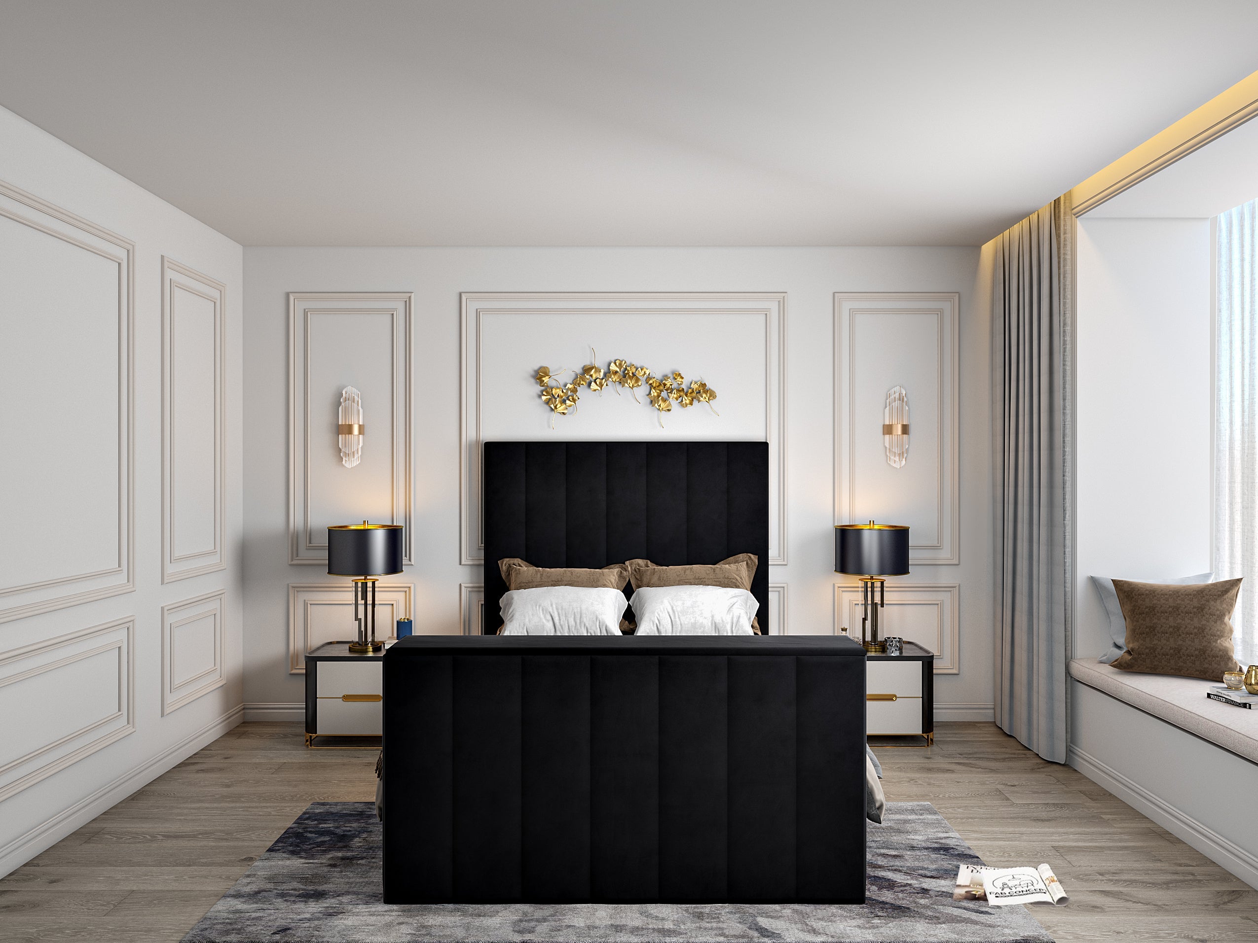 Jameson Upholstered Soft Velvet Line Tv Bespoke Bed Frame