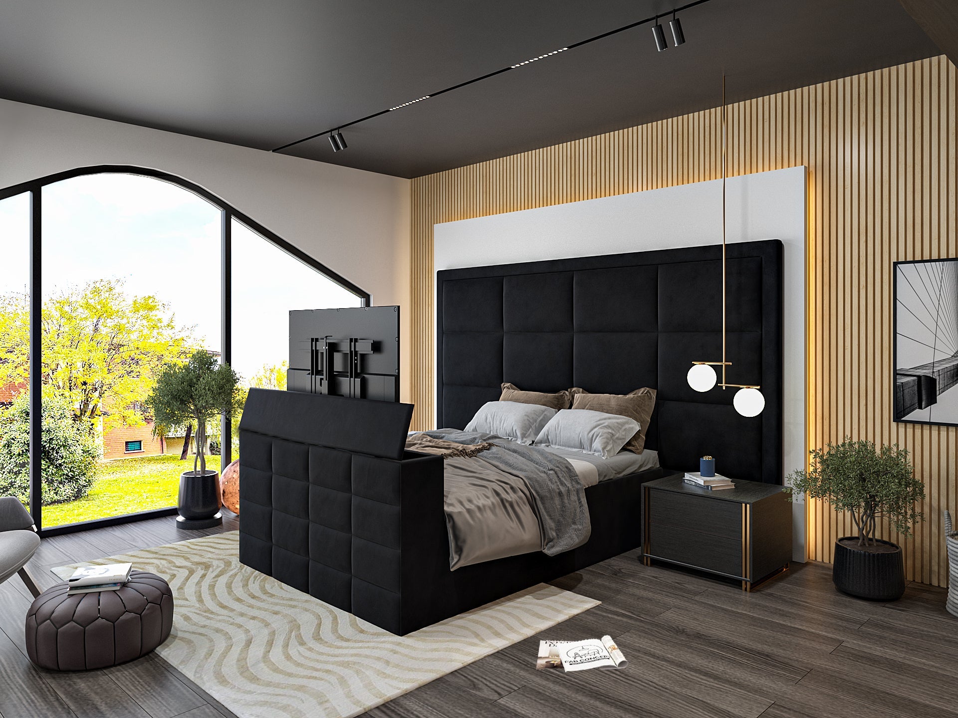 New York Upholstered TV Bed Frame