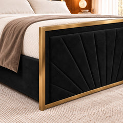 Rosalina Upholstered Soft Velvet Metal Bed Frame