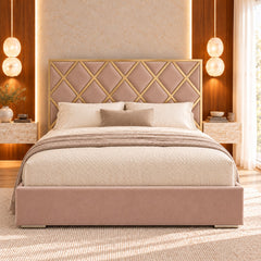 Sawyer Upholstered Soft Velvet Metal Bed Frame
